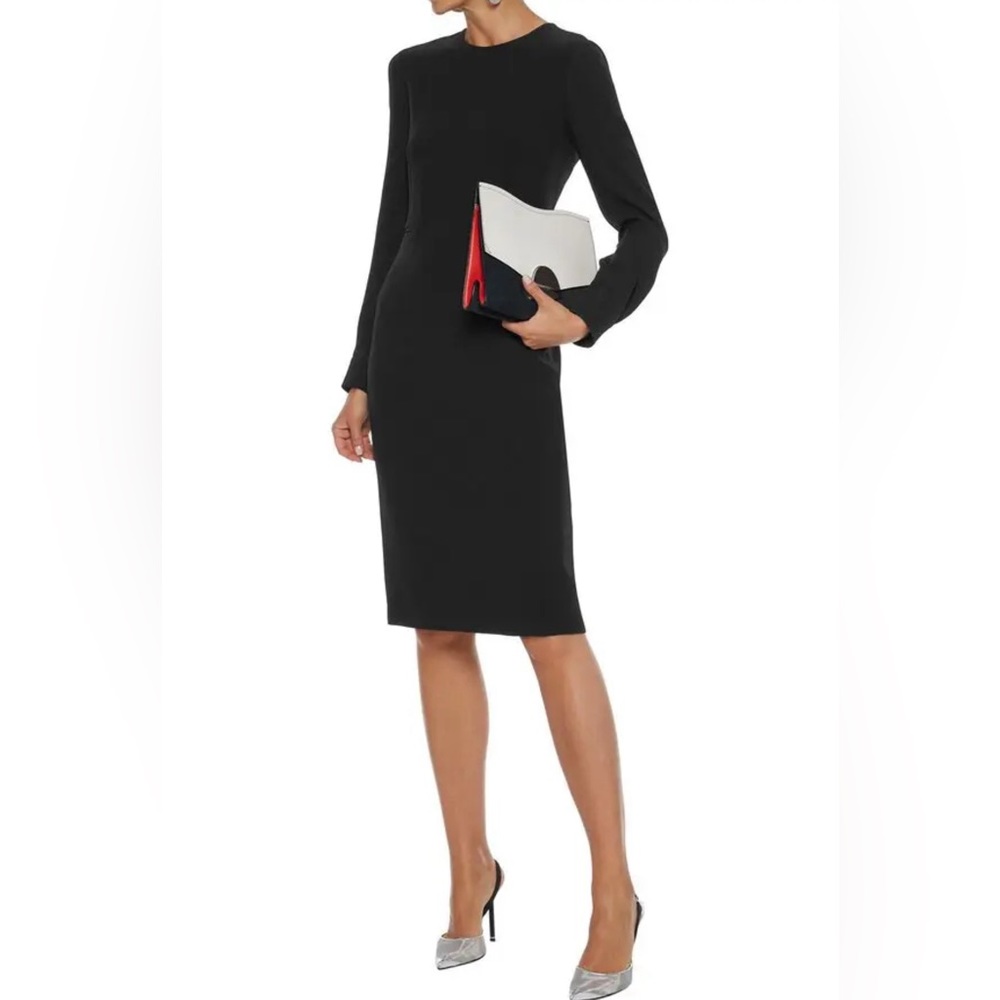NWT- Ottelia Silk Crepe-Paneled stretch-Wool Dress